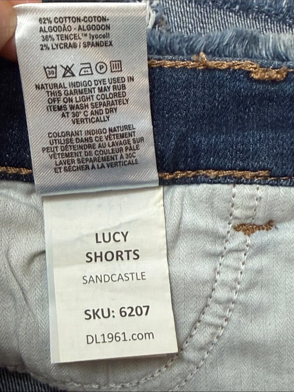 DL1961 Sandcastle Blue Lucy DL Ultimate Frayed Hem Denim Shorts